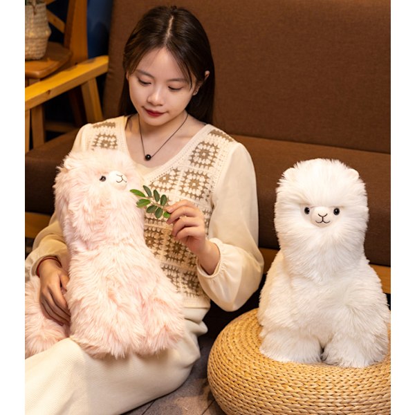 Alpaca Plussjeleketøy Myk Lama Stoffdyr Plushie Stuffet Lama Alpaca Plussj white 40cm