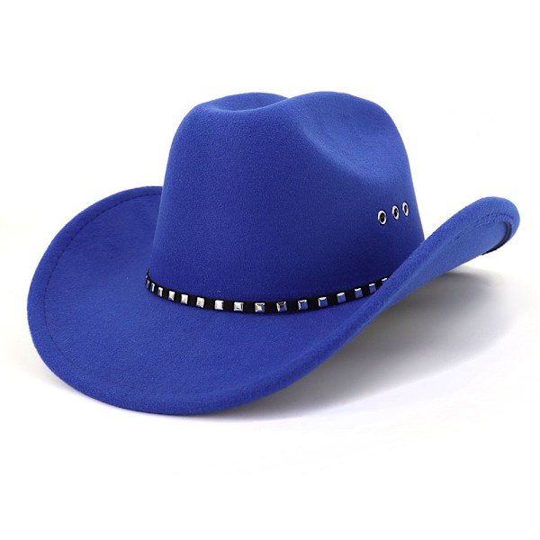 Western Cowboy Cowgirl-hatt, Pinch Front Faux Felt Cowboyhatt royal blue