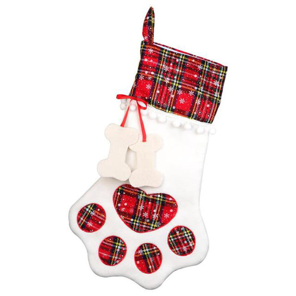 Julklappspåsar Husdjur Hund Katt Tafsstrumpa Strumpor Pläd Xmas Tree Ornaments Red