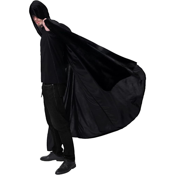 Unisex hettekappe, Halloween-kappe for cosplay black 140cm without hat