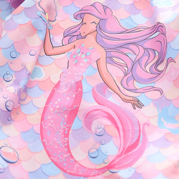 Flickor Mermaid Volang Långärmad En Delig Baddräkt Med UV-skydd Solskydd Color 5 2XL