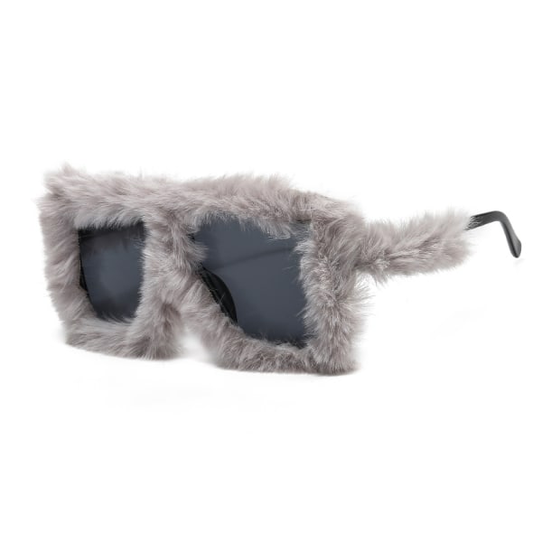 Kvinners Fuzzy Square Cat Eye Solbriller Fest Maskerade Disco Briller Grey