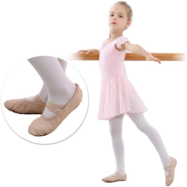 Balettskor för flickor Danssko för pojkar i mjukt läder WHITE 22