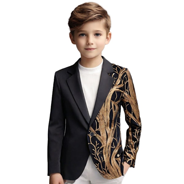 Pojkars Slim Fit Kostymjacka, Smokingjacka, Formell gold 12