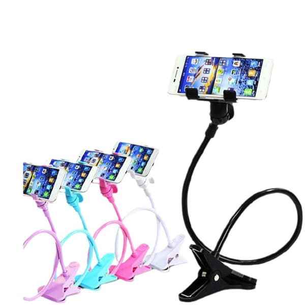 Multi-vinkel Telefon/Tabletthållare för Sängbord med Lång Flexibel Arm White
