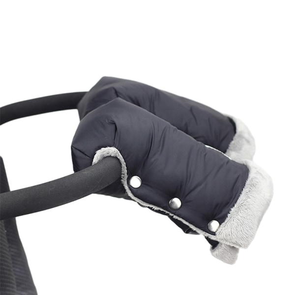 Fleece Barnvagn Hand Muff, Vinter Anti-Freeze Handskar för Baby Black