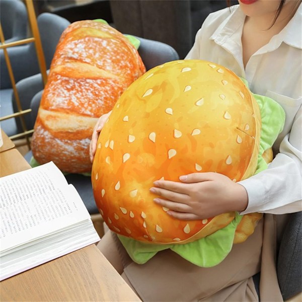 3D Simulerad Plysch Burger Kudde, Roliga Kuddar Hamburger Soffa bread
