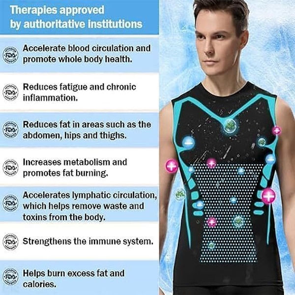 Herre Slimming Body Shaper Vest, Lonic Gynecomastia Kompresjonsskjorte Tank L