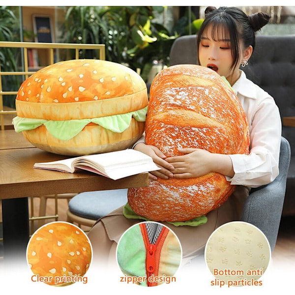 3D Simulert Pluss Burger Pute, Morsomme Puter Hamburger Sofa Hamburger