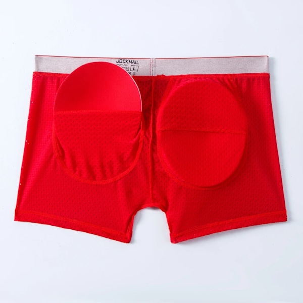 Mænds Underbukser Boxer Mesh Mænds Polstrede Underbukser med Hoftepads Red M