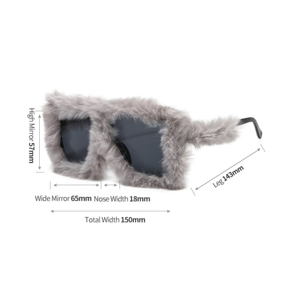 Kvinners Fuzzy Square Cat Eye Solbriller Fest Maskerade Disco Briller Black