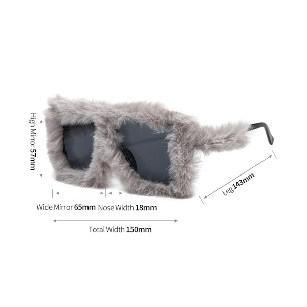 Kvinners Fuzzy Square Cat Eye Solbriller Fest Maskerade Disco Briller White