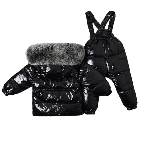 Pojkar Flickor Snödräkt Vinterkläder Snöbyxor och jacka för toddler Black 125