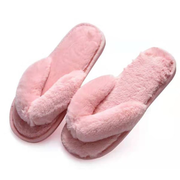 Damtofflor i konstgjord päls, varma skor för kvinnor, bekväma tofflor pink 40-41