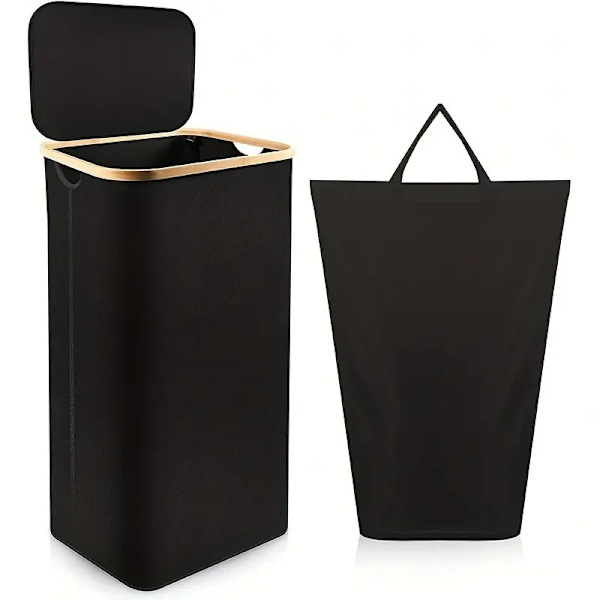 Soppromper til soverom med lokk, 105L Stor Vaskbar Avtakbar Black