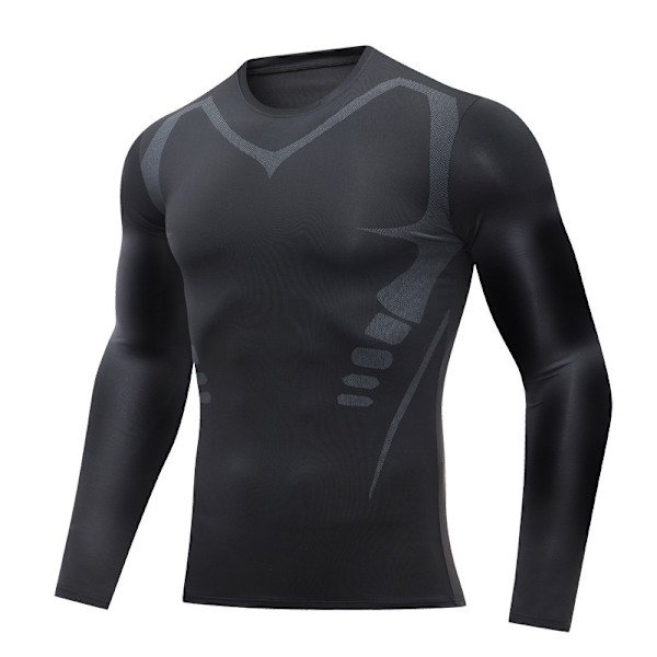 Kompresjonsskjorte for menn, lang erme, trenings-T-skjorte black M