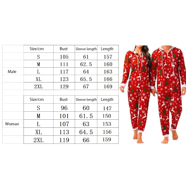 Par-jul Par-jul Julepyjamasæt med Sød Print, Hætte og Lynlås male green XL