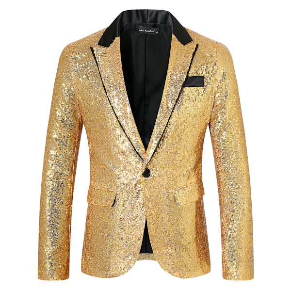 Menn's Sequin Blazer Dress One Button Slim Fit Menn's Sequin Jakke gold M