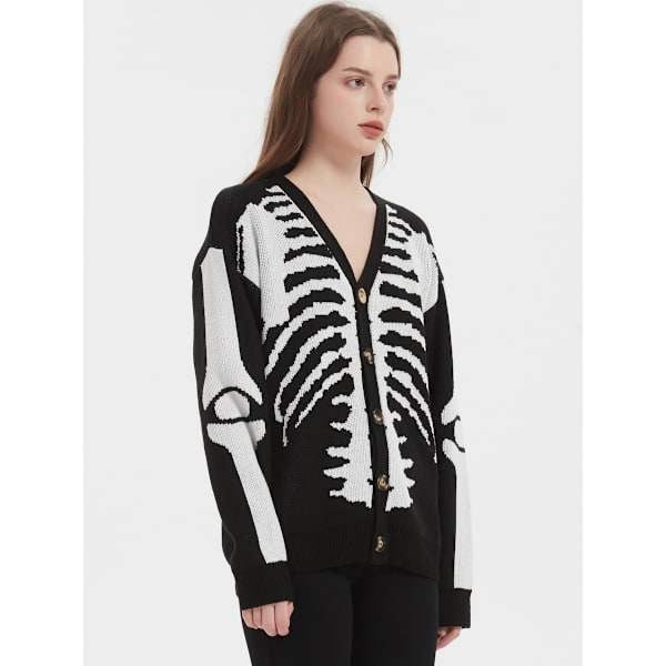 Överdimensionerad stickad tröja med mönster, avslappnad stickad tröja, söt unisex-stil S