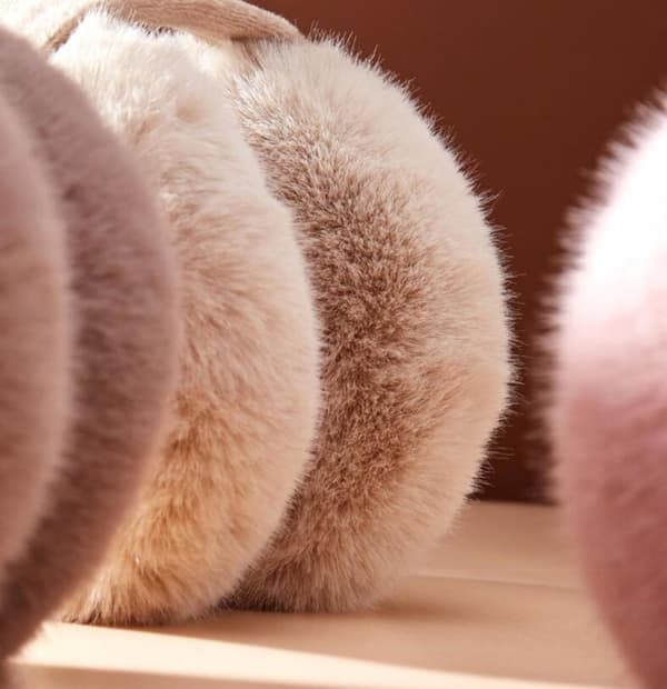 Ørevarmere Vinter, Ørevarmere Foldbare Bløde Plys Øremuffer beige