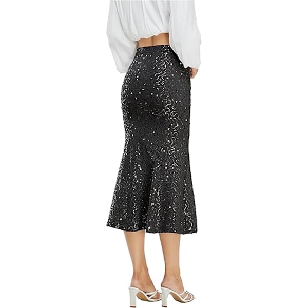 Kvinners Sekvens Skjørt Glitter Elastisk Bodycon Midi Havfrue Skjørt 4XL