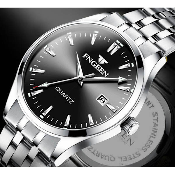 Herr Business Quartz Klocka, Analog Vattentät Luminous Datum Casual Armbandsur C-Black