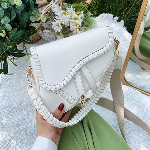 Dam Sadel Axelväska Clutch Plånbok Liten Crossbody Väska white