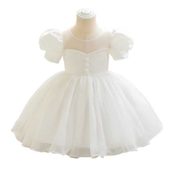 Jentedress til bursdagsfest, kommunionsfest, prinsessekjole White 130cm