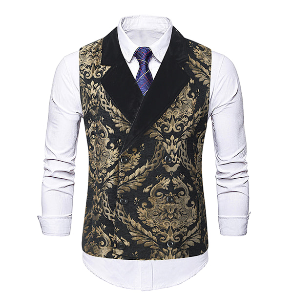Herrar Viktoriansk Dubbelknäppt Väst Gotisk Steampunk Väst black L