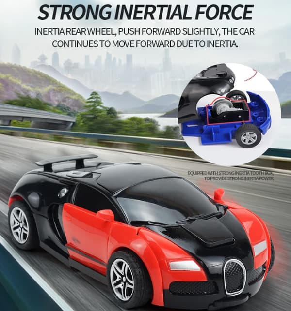 Transformationsmodell Bilar Automatisk Deformation Tryck Leksak Race Car Leksaker red