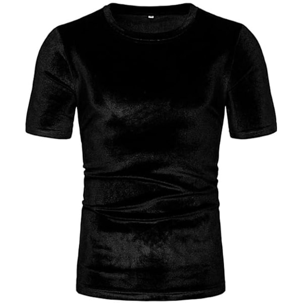 Miesten 2-osainen 80- ja 90-luvun samettitrenssipuvut, rento lyhythihainen samettipuserosetti Black XL