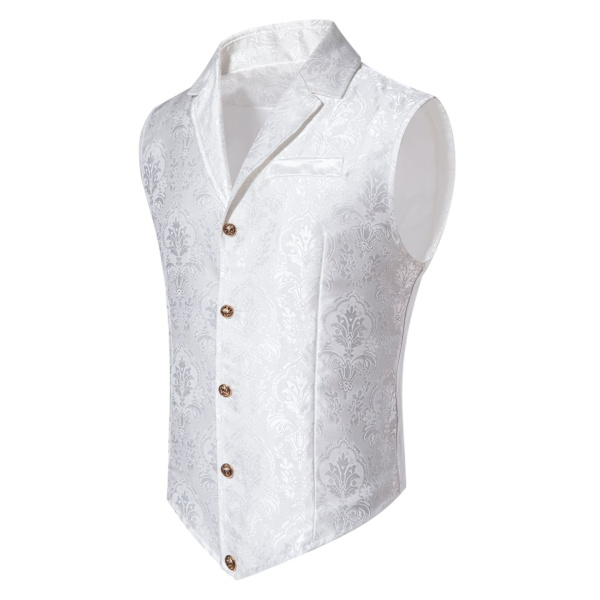 Herrar Väst Paisley Blommig Viktoriansk Västar Gotisk Steampunk Formell Väst Smoking Västar white M