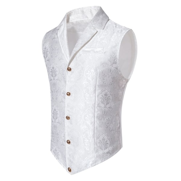 Herrevest i Paisley-mønster, viktoriansk vest, gotisk steampunk, formell vest, smokingvest white 2XL