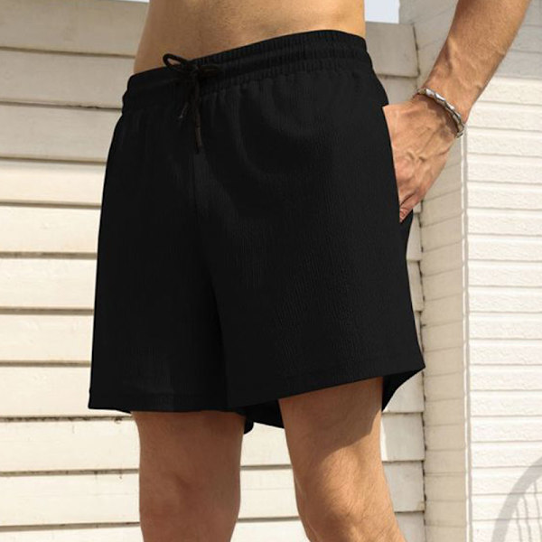 Herr 2 i 1 löparshorts sport shorts med foder black M