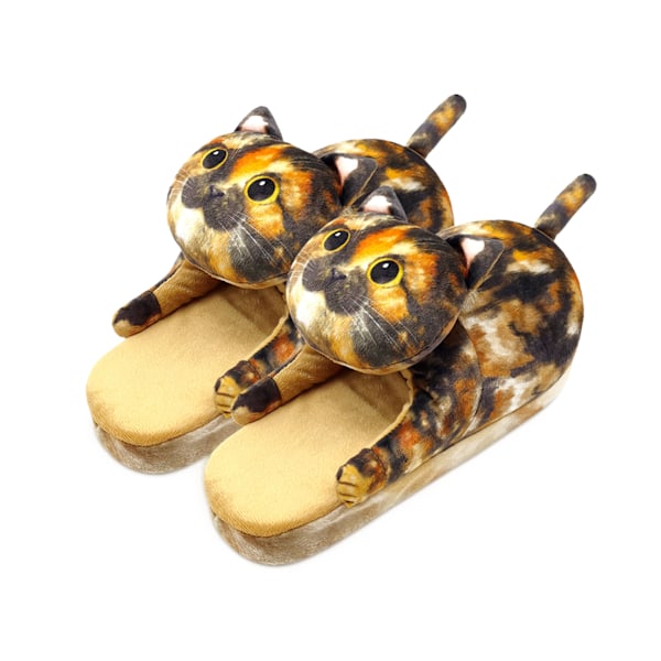 Fuzzy Kattesko til Kvinder, Behagelige Plyssede Varme Slip-on Sko tortoiseshell cat tortoiseshell cat