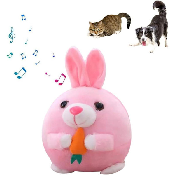 Aktivt Rörlig Plyschleksak för Husdjur, Interaktiv Kvittrande Rörlig Hund- och Kattleksak med Studsande Boll Rabbit Bluetooth