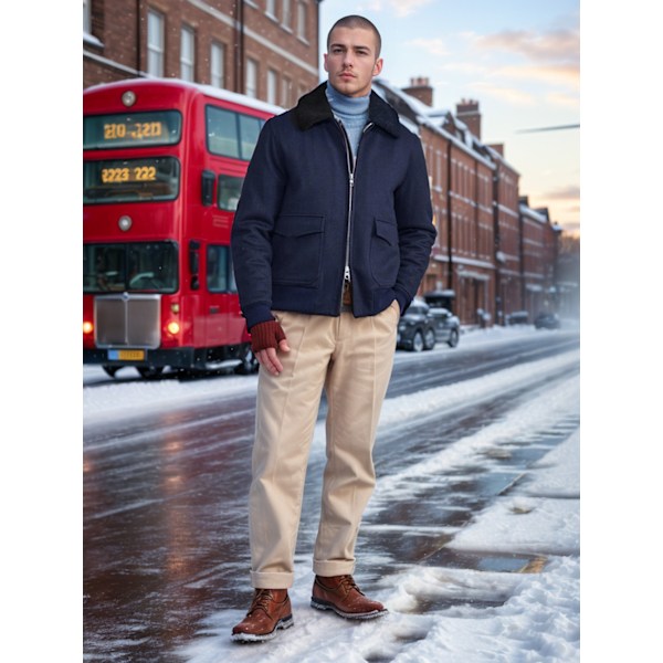 Herrar Zip Up Vintertröja Varm Fleecejacka navy blue M