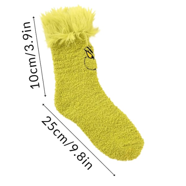 Grinch-pehmoiset joulu-sukat, Vihreä hirviökasvoinen piirretty mukava loma-sukat
