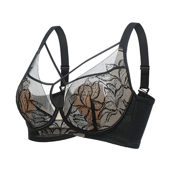 Plus Size Madam Rintaliivit Pitsillä, Läpinäkyvä, Ilman Toppausta black 38/85(XL)