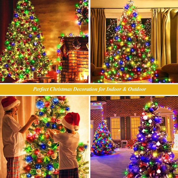 Julelysstreng for tre, 6,6FT x 16 linjer fe 400 LED-lys med fjernkontroll Multicolor