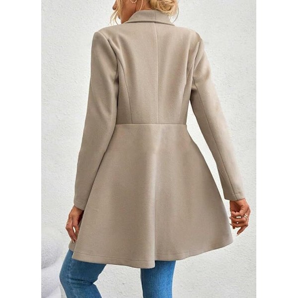 Kvinnokappa Winter Långärmad Krage Knappuppslag Arbetsjacka beige M