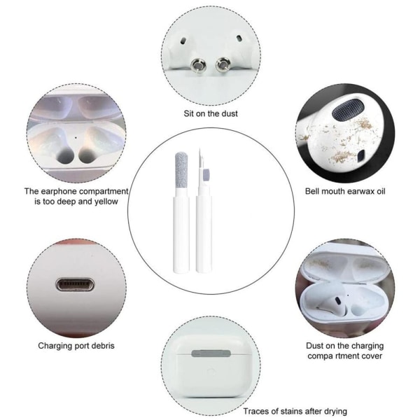 Bluetooth hörlurar rengöringspenna för Air-pods, Air-pods Pro 1 2