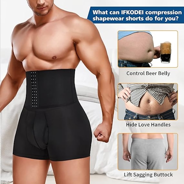 Män Tummy Control Shorts Hög Midja Slankning Body Shaper M