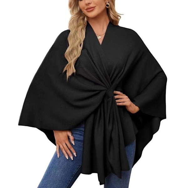 Elegant Kåpe Topp for Kvinner i Én Farge og Mykt Stoff black