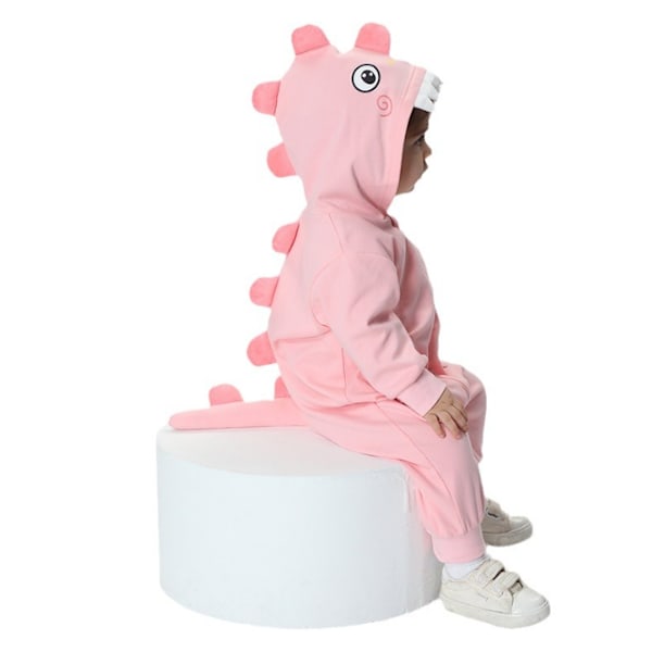 Baby Dinosaur Dragkedja Jumpsuit, Unisex Spädbarn Romper Pink 80