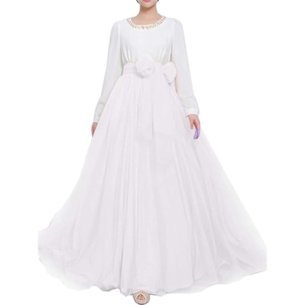 Dame Bryllup Lang Maxi Puffy Tyl Nederdel white M