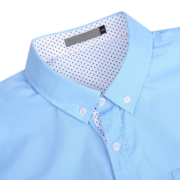 Herrskjorta Kortärmad Casual Skjorta med Ficka Blue M