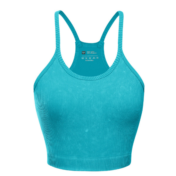 Damer 3-pak Sømløse Rib-Strikket Camisole Crop Tank Tops Lake Green S