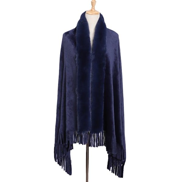 Dameskål Pashmina Sjal og Wraps til Aften Langt Sjal navy blue