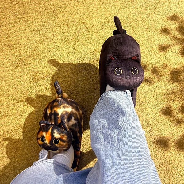 Myke Katt-Topplapper for Kvinner, Komfortable Plysj Varme Slip-on Topplapper tortoiseshell cat tortoiseshell cat